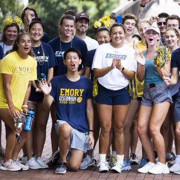 Group of Emory students cheering