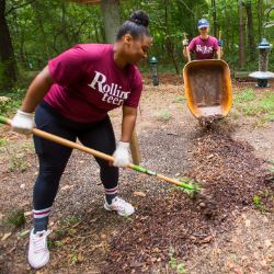 Emory students working outside